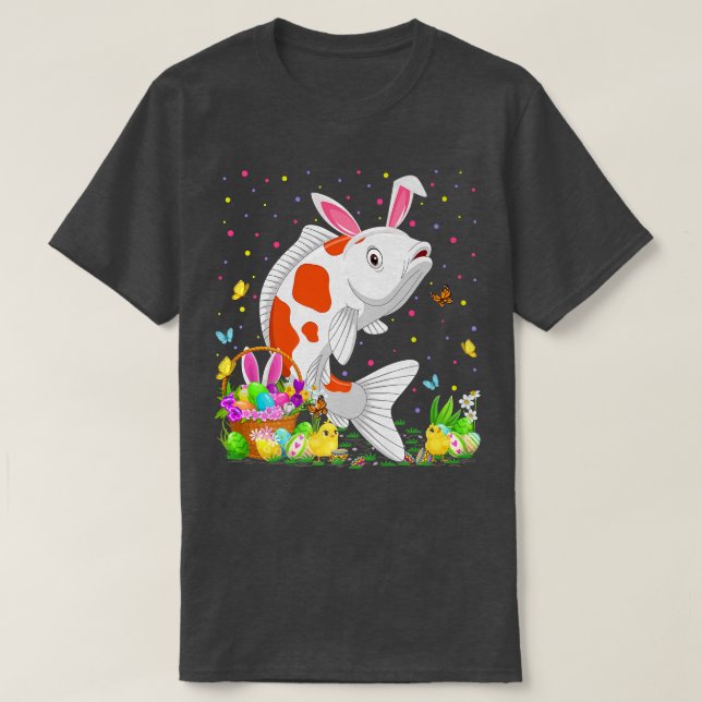 Påsk Koi Fish Bunny Egg Hunting Koi Påsk Sunda T Shirt (Design framsida)