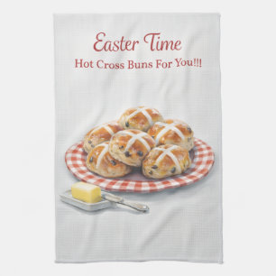 Påsk Köksduk   Hot Cross Buns Kökspresent Kökshandduk