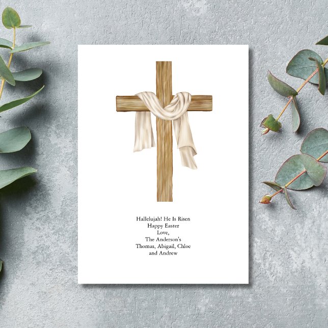 Påsk Kor Shroud Religiösa Christian Julkort (Wooden Cross with Shroud Easter Card Religious Christian Catholic)