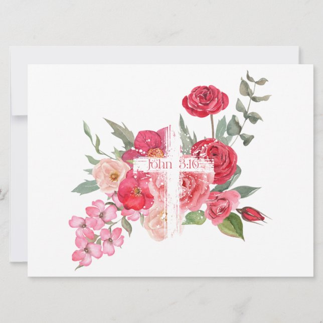 Påsk/Kors/John3:16/Jesus Julkort (Framsida)