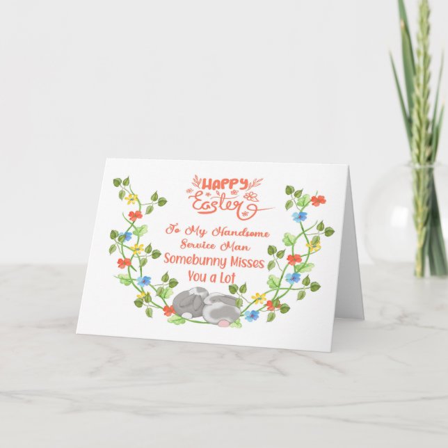Påsk-kort för din man i militären tack kort (Framsida)