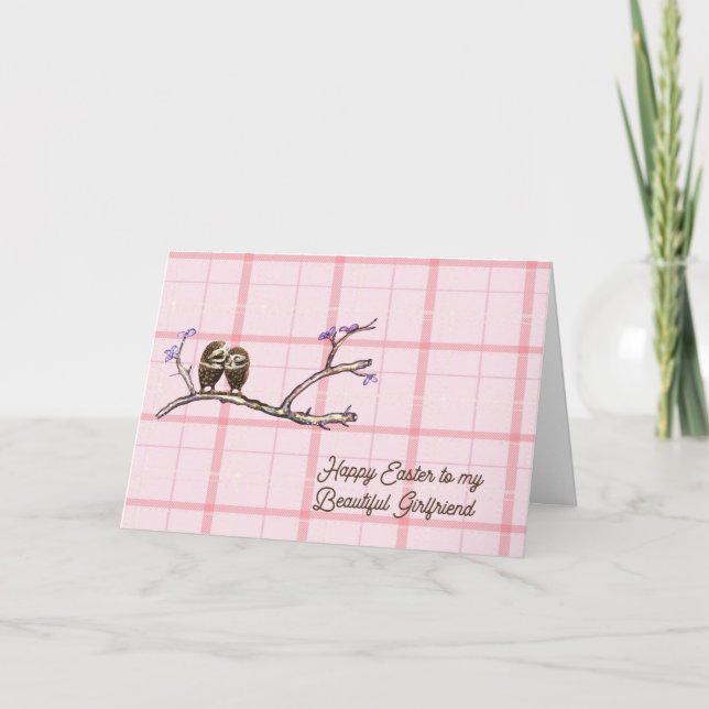 Påsk-kort för flickvän med Uggla Helgkort (Framsida)