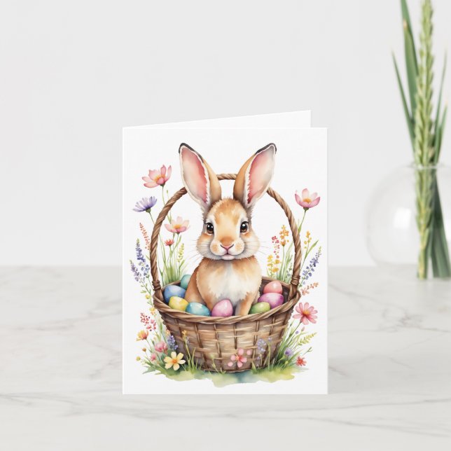 Påsk-kort för påskhare med vattenfärg 2 tack kort (Framsida)