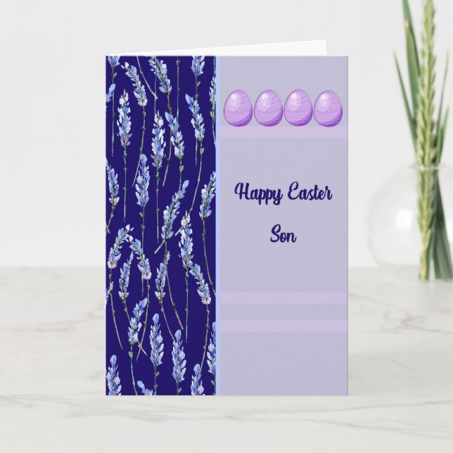 Påsk-kort för son med ägg kort (Framsida)