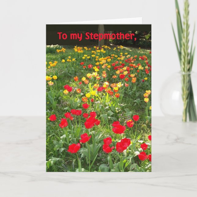 Påsk-kort för styvmor - "Tulips" Helgkort (Framsida)