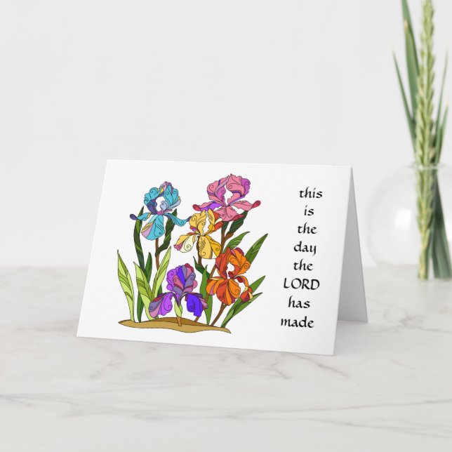 Påsk-kort: Målade blommor med versaler från Psalm Helgkort (Framsida)