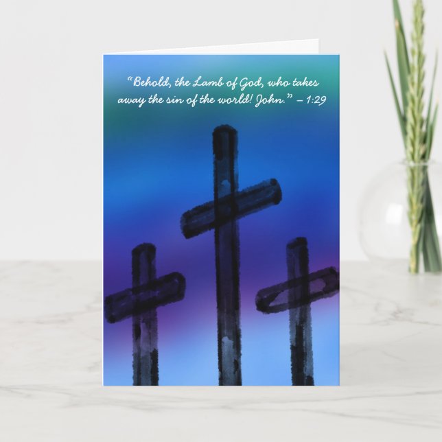 Påsk kort med Behold the Lamb of God verse (Framsida)