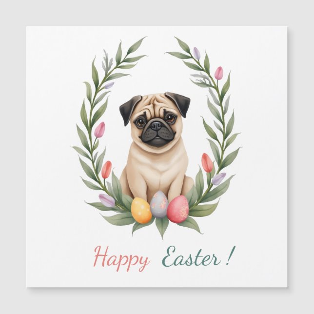Påsk-kort med bild i en pug (Framsida)
