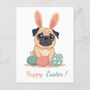 Påsk-kort med bild i en pug helg vykort