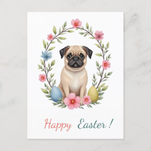 Påsk-kort med bild i en pug helg vykort