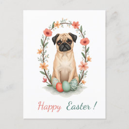 Påsk-kort med bild i en pug helg vykort
