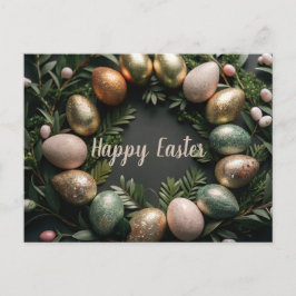 Påsk-kort med Helgdag-kort för ägg från guld och g Helg Vykort