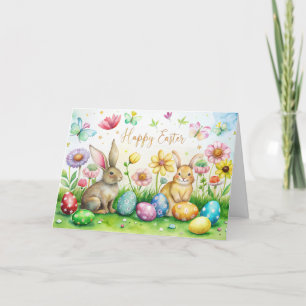 Påsk-kort med söta knippen, blommor och ägg helgkort