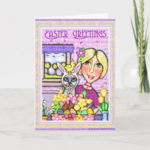 Påsk-kortet Basket Cat & Dam Greeting Card Helgkort
