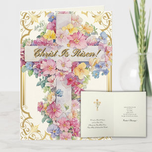 Påsk Kristus är Risen Blommigt Kor Prayer Helgkort