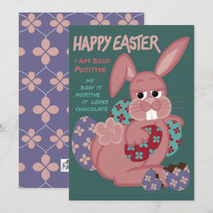 Påsk - Kroppspositiv Bunny - Chocolate Älskare Julkort