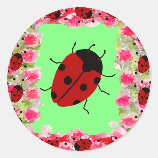 Påsk Ladybug Runt Klistermärke (Framsida)