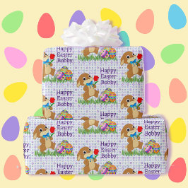 Påsk Lägg till barnens Namn Cute Bunny Eggs Presentpapper