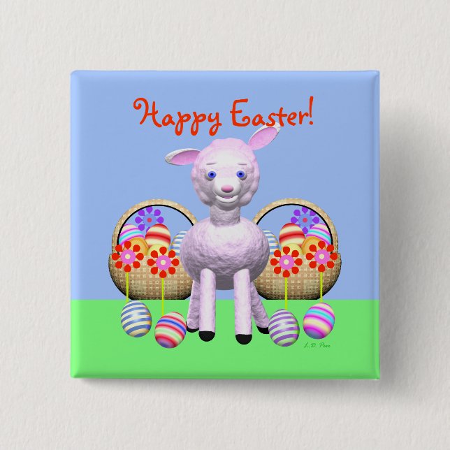 Påsk Lamb och Basket Knapp (Framsida)