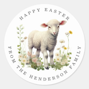 Påsk Lamb Personlig Namn Round Stickers Runt Klistermärke