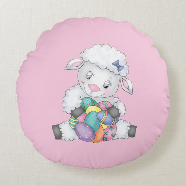 Påsk Lamb Rund Kudde (Framsidan)