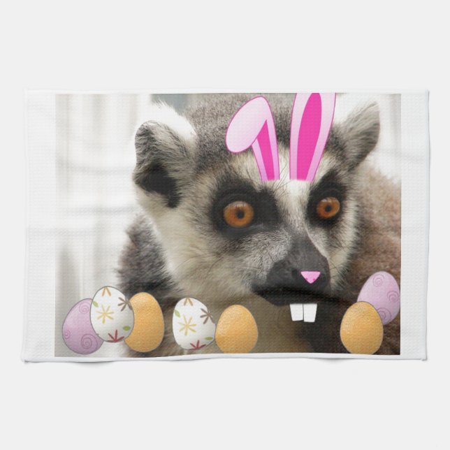 Påsk Lemur Kökshandduk (Horisontell)