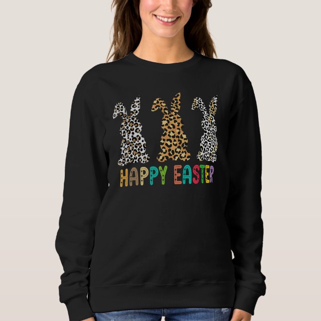Påsk Leopard Bunny Rabbit Handflatan Söndag Girls  T Shirt (Framsida)