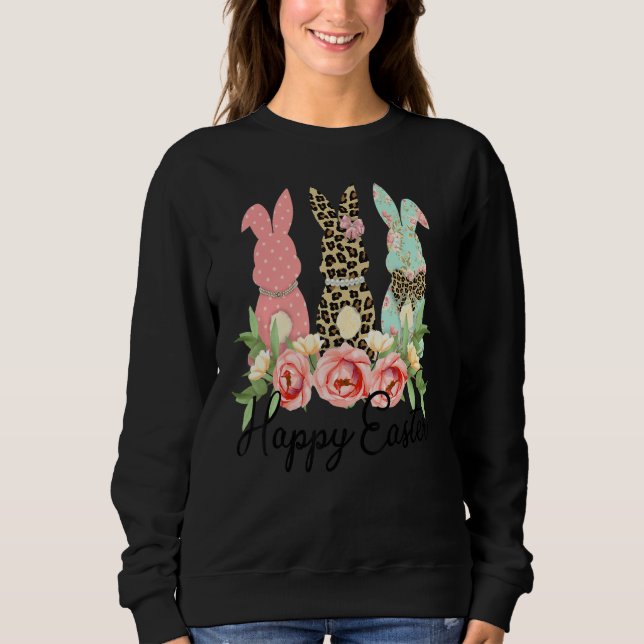 Påsk Leopard Bunny Rabbit Handflatan Söndag Girls  T Shirt (Framsida)