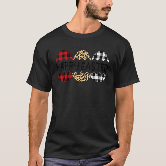 Påsk Leopard tre äggen Påsk Glad påsk T Shirt (Framsida)