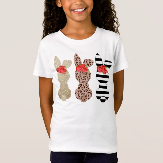 Påsk Leopardkanin Trio Girls T-shirt (Framsida)