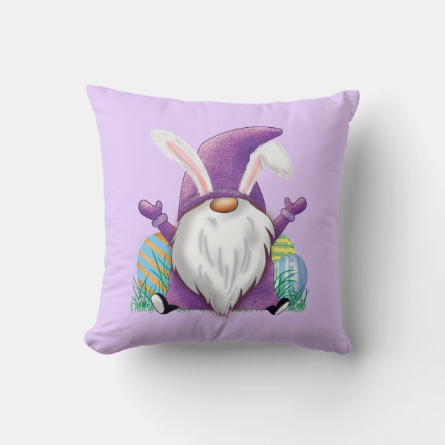 Påsk Lila Gnome Dekorativ kudde (Framsida)