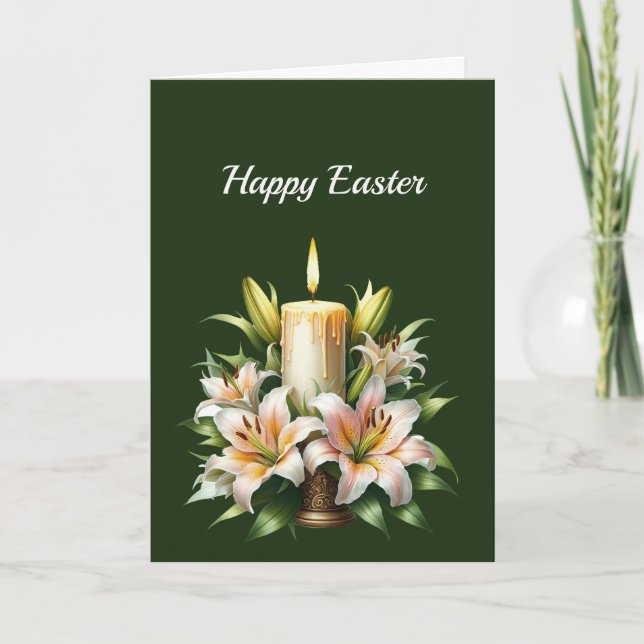 Påsk Lilies Candle Illustration Helgkort (Framsida)