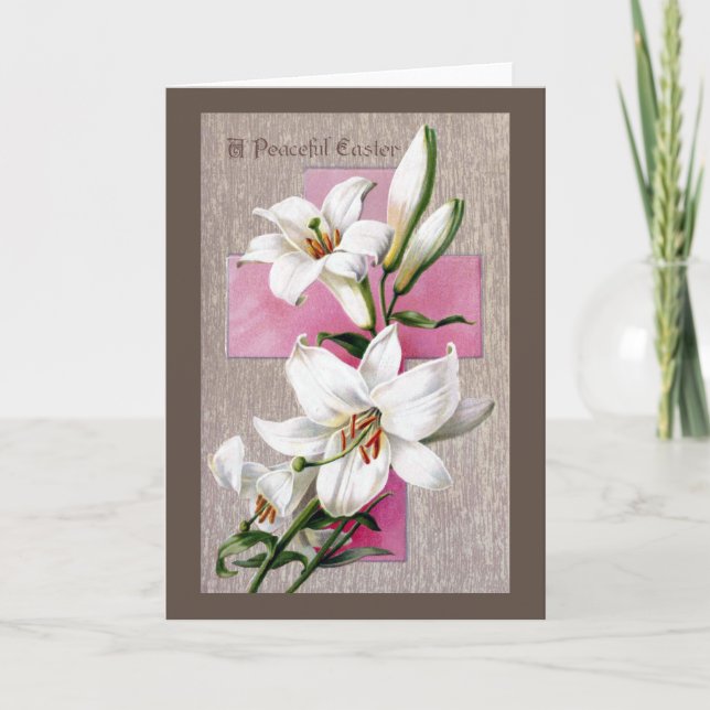 Påsk Lilies och Rosa Kor Helgkort (Framsida)
