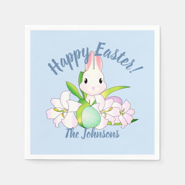Påsk Lilies & Sweet Bunnies Pappersservett (Framsidan)