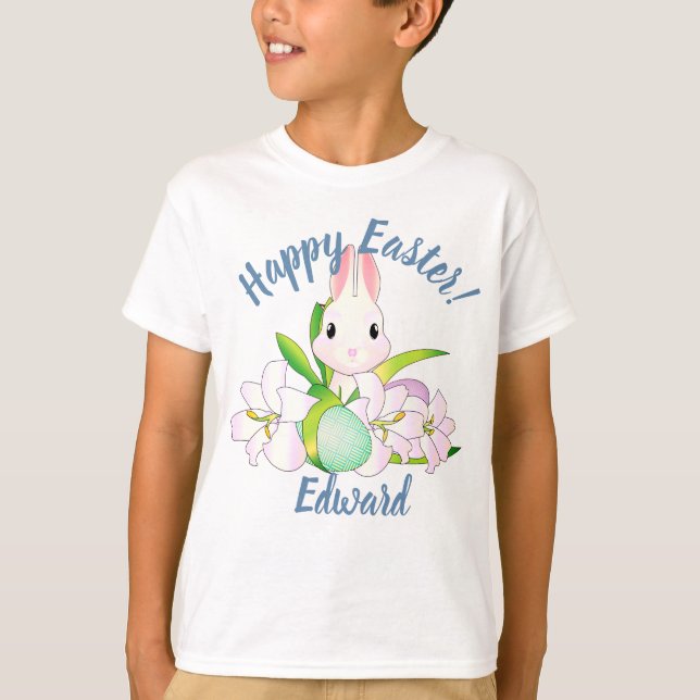 Påsk Lilies & Sweet Bunnies T Shirt (Framsida)