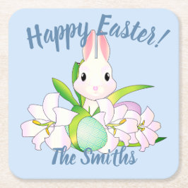 Påsk Lilies & Sweet Bunnies Underlägg Papper Kvadrat