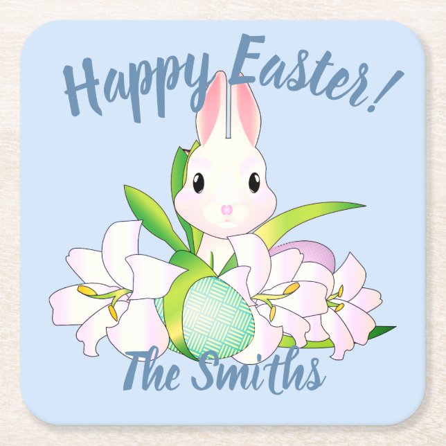 Påsk Lilies & Sweet Bunnies Underlägg Papper Kvadrat (Framsidan)
