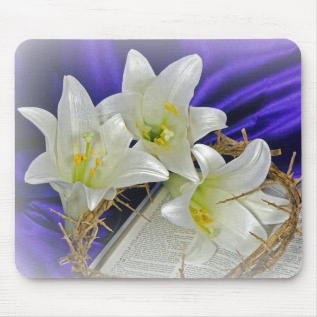 Påsk lily och krona på torgen musmatta (Framsidan)