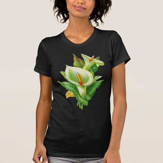 Påsk Lily on Black T Shirt, Vår Dam Shirt (Framsida)