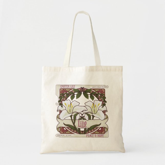 Påsk Lily: Vintage Stil Design Peace Hope Tygkasse (Framsidan)