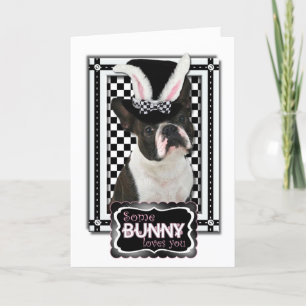 Påsk - Lite Bunny Kärlek You - Boston Terrier Helgkort