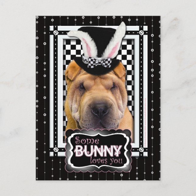 Påsk - Lite Bunny Kärlek You - Shar Pei Helg Vykort (Framsida)