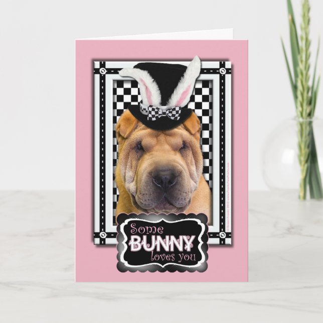 Påsk - Lite Bunny Kärlek You - Shar Pei Helgkort (Framsida)