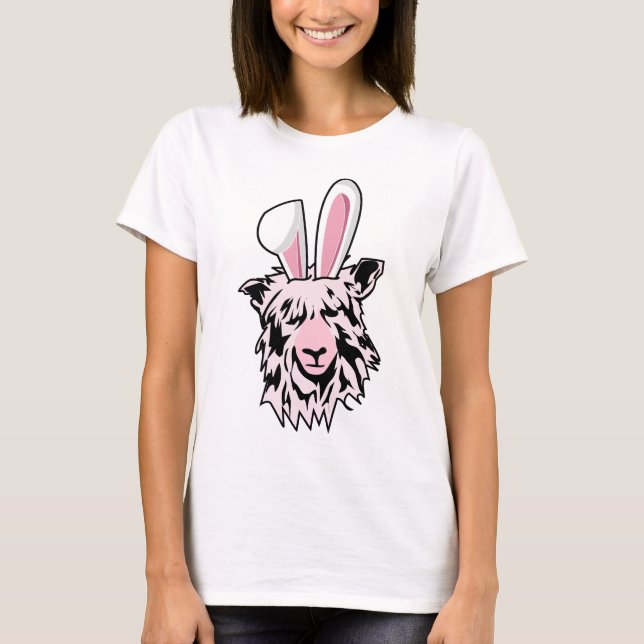 Påsk Llama/Alpaca med Bunny Öron T Shirt (Framsida)