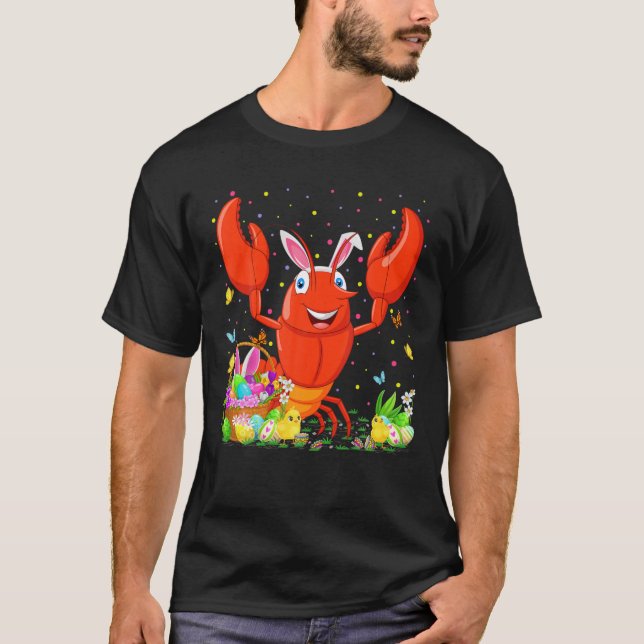 Påsk Lobster Fish Bunny Egg Hunting Lobster Öster T Shirt (Framsida)