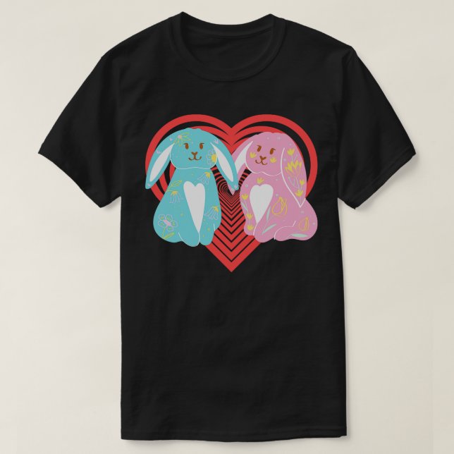 Påsk Loely Cute Bunny Partners T Shirt (Design framsida)