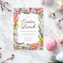 Påsk Lunch Vår blommor Inbjudningar