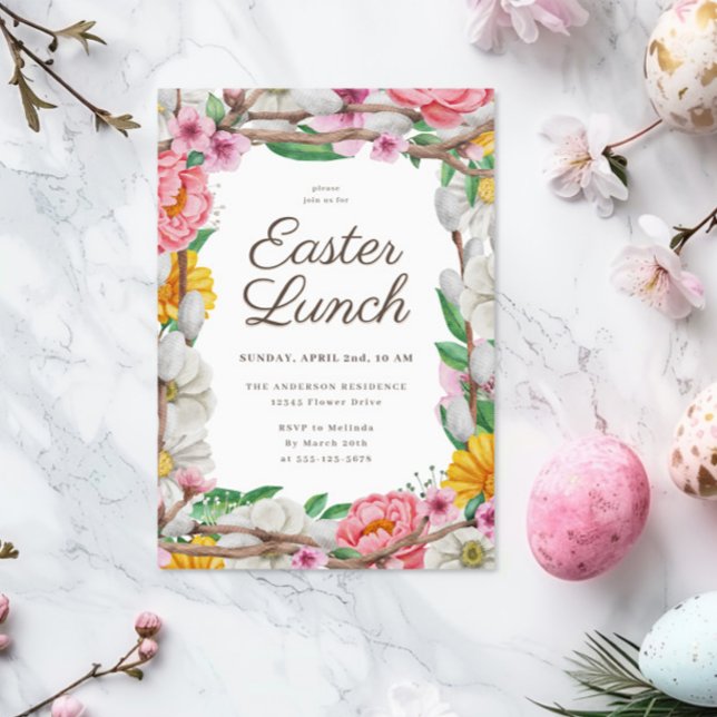 Påsk Lunch Vår blommor Inbjudningar (Skapare uppladdad)