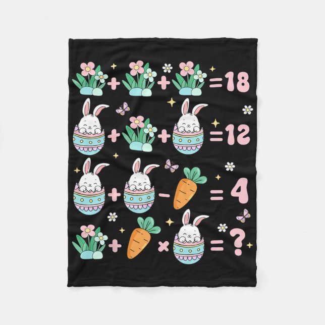 Påsk Math Teacher Bunny Fractions Funny Rabbit M Fleecefilt (Framsidan)