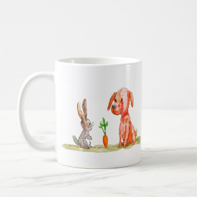 Påsk med hund och kanin kaffemugg (Vänster)